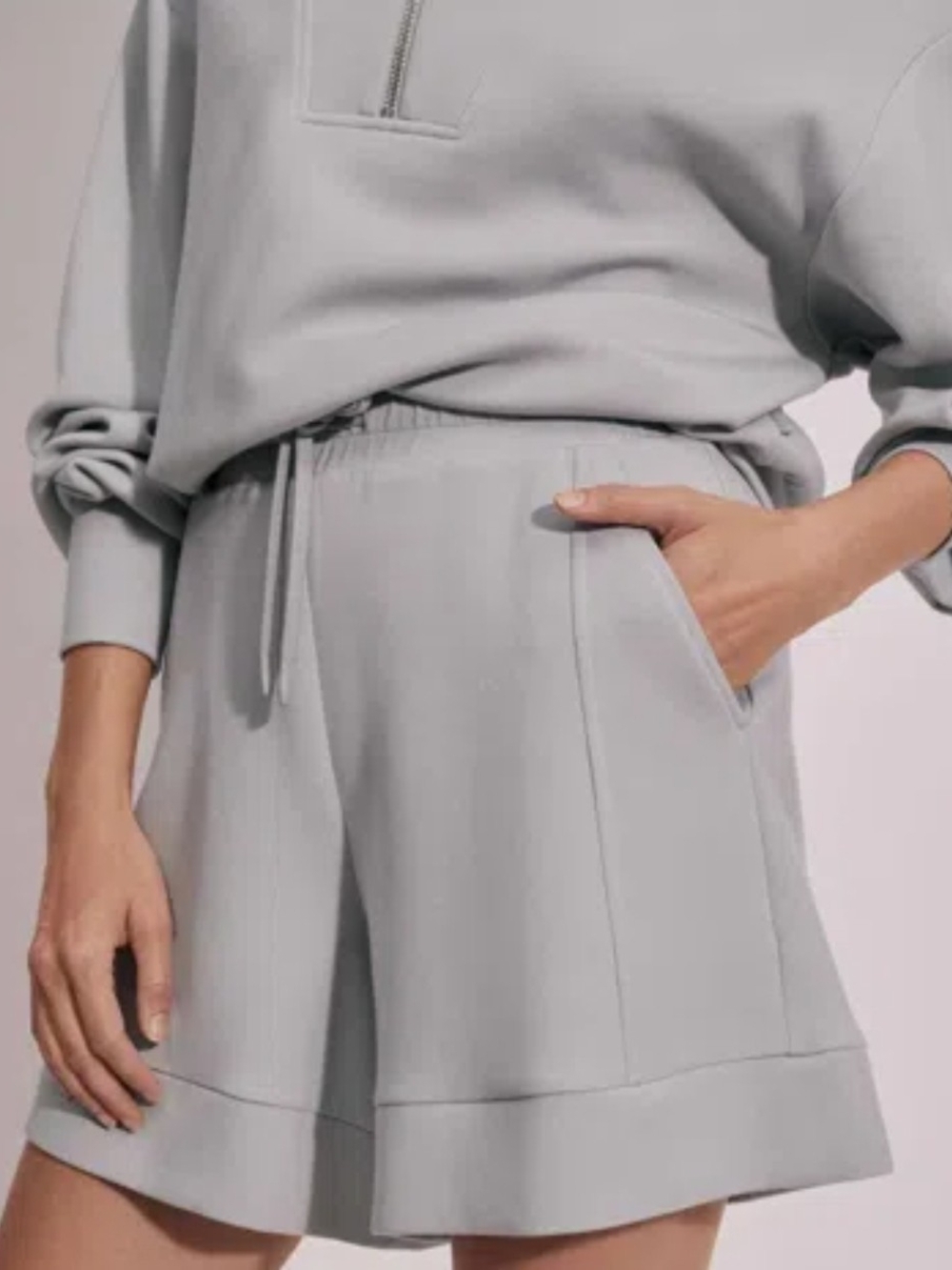 Varley Light Gray Drawstring Athletic Shorts